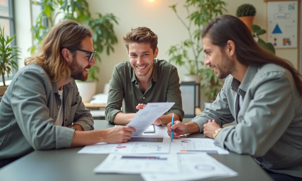 Isang magkakaibang koponan ang nagtutulungan sa isang maliwanag na co-working space, tinatalakay ang mga estratehiya sa pag-optimize ng imahe.