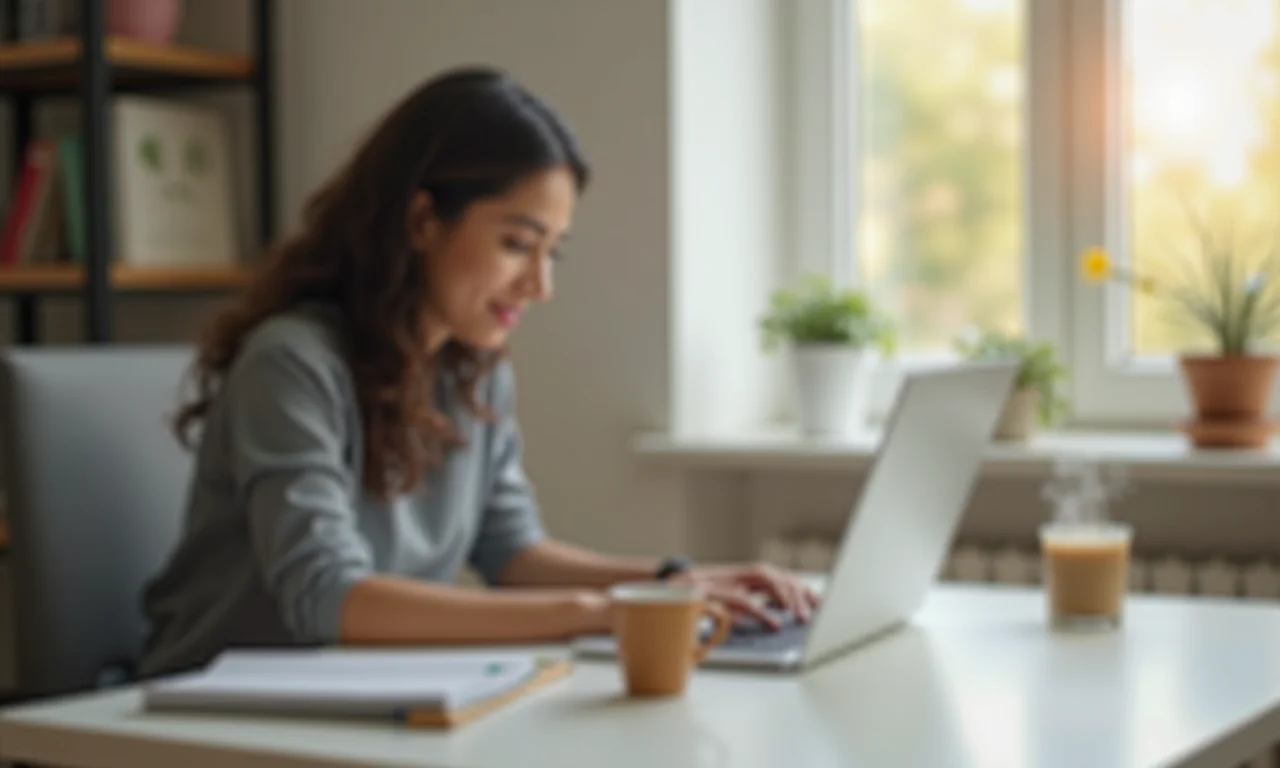 Isang nakatutok na developer sa kanyang home desk na nagse-set up ng live chat software sa kanyang laptop.