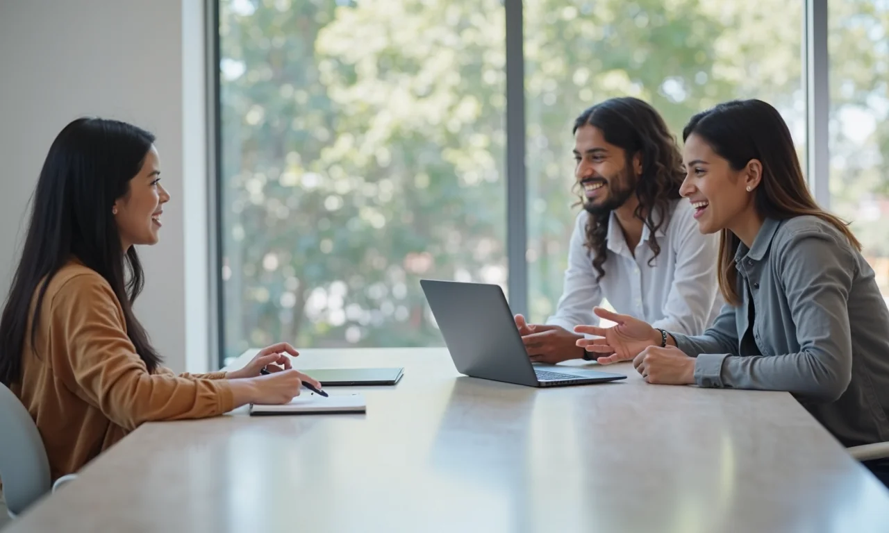 A diverse team collaborates on livechat automation solutions in a modern office environment.
